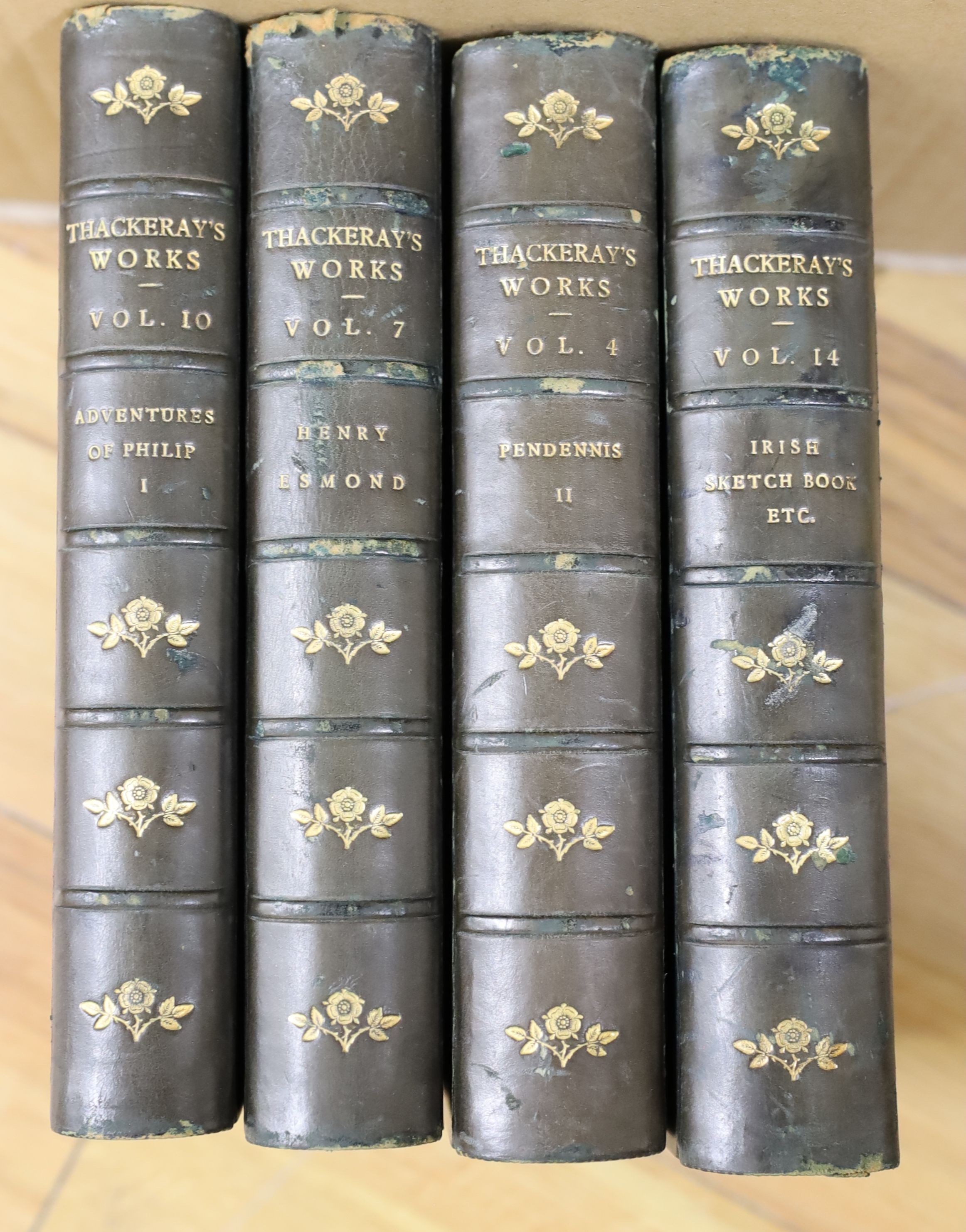 Thackeray, William Makepeace - The Works of .... 22 vols, plates and other illus.; later calf with gilt-decorated panelled spines, marbled edges and e/ps 1869.